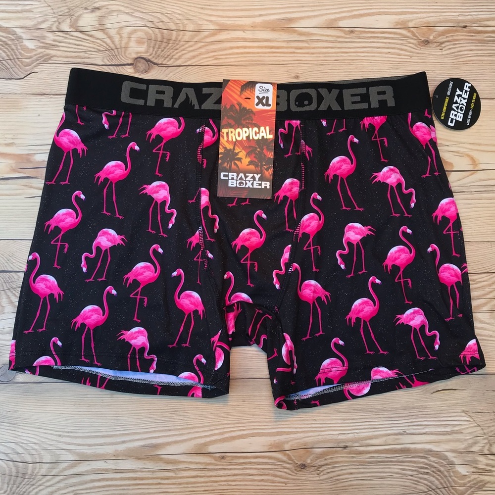 Crazy Boxer Men’s Tropical Flamingos Boxer Briefs